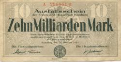 Hamburg - Stadt und Staat - 15.10.1923 - 10 Milliarden Mark