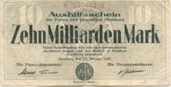 Hamburg - Stadt und Staat - 15.10.1923 - 10 Milliarden Mark