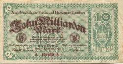 Hamburg - Stadt und Staat - 20.10.1923 - 10 Milliarden Mark