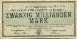 Hamburg - Stadt und Staat - 30.10.1923 - 20 Milliarden Mark