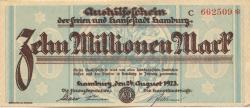 Hamburg - Stadt und Staat - 24.8.1923 - 10 Millionen Mark