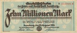 Hamburg - Stadt und Staat - 24.8.1923 - 10 Millionen Mark