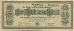 Hamburg - Stadt und Staat - 28.8.1923 - 5 Millionen Mark