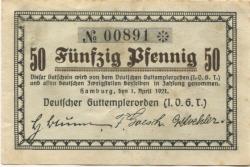 Hamburg - Deutscher Guttemplerorden - 1.4.1921 - 50 Pfennig