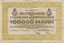 Hamburg - Hamburg-Amerika Paketdienst AG, Hamburg-Amerika Linie - 1.8.1923 - 31.8.1923 - 100000 Mark