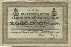 Hamburg - Hamburg-Amerika Paketdienst AG, Hamburg-Amerika Linie - 16.8.1923 - 30.9.1923 - 2 Millionen Mark
