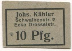 Hamburg - Kähler, Johannes, Schwalbenstr. 2, Ecke Drosselstr. - -- 10 Pfennig