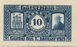 Hamburg - Käse, H., Alsterarcaden 9 - - 1.1.1921 - 10 Pfennig