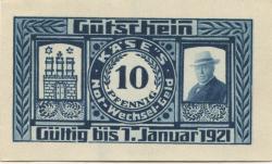 Hamburg - Käse, H., Alsterarcaden 9 - - 1.1.1921 - 10 Pfennig 