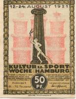 Hamburg - Kultur- und Sportwoche, Finanzausschuss und Geschäftsführung - 12.8.1921/24.8.1921 - 1.10.1921 - 50 Pfennig