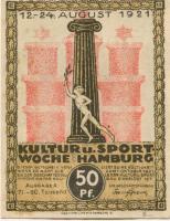 Hamburg - Kultur- und Sportwoche, Finanzausschuss und Geschäftsführung - 12.8.1921/24.8.1921 - 1.10.1921 - 50 Pfennig
