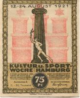 Hamburg - Kultur- und Sportwoche, Finanzausschuss und Geschäftsführung - 12.8.1921/24.8.1921 - 1.10.1921 - 75 Pfennig