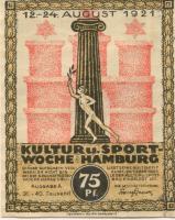 Hamburg - Kultur- und Sportwoche, Finanzausschuss und Geschäftsführung - 12.8.1921/24.8.1921 - 1.10.1921 - 75 Pfennig