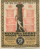 Hamburg - Kultur- und Sportwoche, Finanzausschuss und Geschäftsführung - 12.8.1921/24.8.1921 - 1.10.1921 - 75 Pfennig