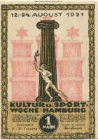 Hamburg - Kultur- und Sportwoche, Finanzausschuss und Geschäftsführung - 12.8.1921/24.8.1921 - 1.10.1921 - 1 Mark