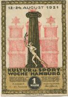 Hamburg - Kultur- und Sportwoche, Finanzausschuss und Geschäftsführung - 12.8.1921/24.8.1921 - 1.10.1921 - 1 Mark