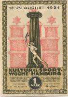 Hamburg - Kultur- und Sportwoche, Finanzausschuss und Geschäftsführung - 12.8.1921/24.8.1921 - 1.10.1921 - 1 Mark 