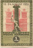 Hamburg - Kultur- und Sportwoche, Finanzausschuss und Geschäftsführung - 12.8.1921/24.8.1921 - 1.10.1921 - 1 Mark