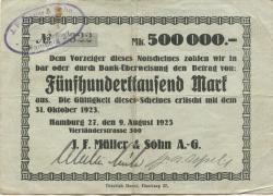Hamburg - Müller, J. F., & Sohn AG, Vierländer Str. 300 - 9.8.1923 -31.10.1923 - 500000 Mark