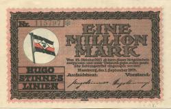 Hamburg - Stinnes, Hugo, Linien - 1.9.1923 - 15.10.1923 - 1 Million Mark