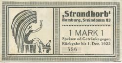 Hamburg - Strandkorb, Steindamm 83 - - 1.12.1922 - 1 Mark