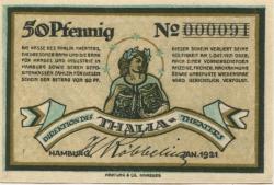 Hamburg - Thalia-Theater - Januar 1921 - 1.10.1921 - 50 Pfennig