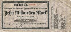Hamburg - Vereinigung von Hamburger Banken und Bankiers - 24.10.1923 - 13.11.1923 - 10 Milliarden Mark