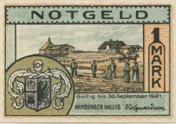 Hamburger Hallig (heute: Reußenköge) - Volquardsen - - 30.9.1921 - 1 Mark