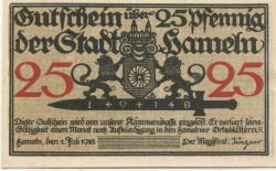 Hameln - Stadt - 1.7.1918 - 25 Pfennig