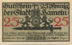 Hameln - Stadt - 1.7.1918 - 25 Pfennig