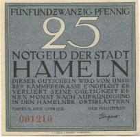 Hameln - Stadt - 1.6.1921 - 25 Pfennig