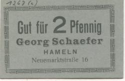 Hameln - Schaefer, Georg, Neue Marktstr. 16 - -- - 2 Pfennig