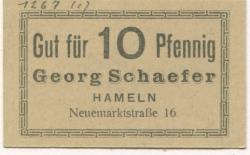 Hameln - Schaefer, Georg, Neue Marktstr. 16 - -- - 10 Pfennig