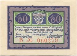 Hamm -Stadt - 18.5.1920 - 50 Pfennig