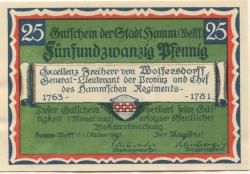 Hamm -Stadt - 1.10.1921 - 25 Pfennig
