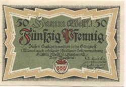 Hamm -Stadt - 1.10.1921 - 50 Pfennig