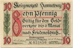 Hammelburg - Stadt - 10.3.1918 - 10 Pfennig