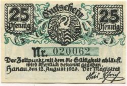 Hanau - Stadt - 12.8.1920 - 25 Pfennig