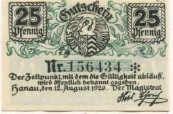 Hanau - Stadt - 12.8.1920 - 25 Pfennig