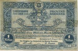 Hannover - Landesbank der Provinz - 9.8.1923 - 1 Million Mark