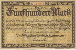 Hannover - Stadt - 14.9.1922 - 500 Mark