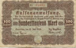 Hannover - Stadt - 31.7.1923 - 6.8.1923 - 100000 Mark