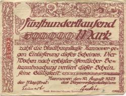 Hannover - Stadt - 10.8.1923 - 500000 Mark