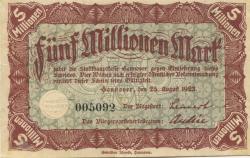 Hannover - Stadt - 25.8.1923 - 5 Millionen Mark