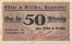Hannover - Edler & Krische, Geschäftsbücherfabrik, Buch- und Steindruckerei - 1.9.1918 - 50 Pfennig