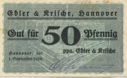 Hannover - Edler & Krische, Geschäftsbücherfabrik, Buch- und Steindruckerei - 1.9.1919 - 50 Pfennig