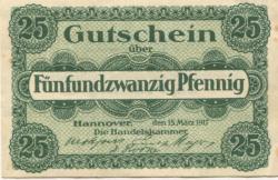 Hannover - Handelskammer - 15.3.1917 - 25 Pfennig