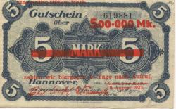 Hannover - Handelskammer - 8.8.1923 - 500000 Mark