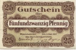Hannover - Handelskammer - 1.10.1917 - 25 Pfennig