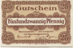 Hannover - Handelskammer - 16.9.1918 - 25 Pfennig